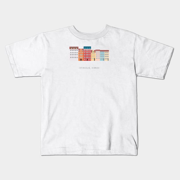 Nyhavn 2, Copenhagen, Denmark - South Kids T-Shirt by lymancreativeco